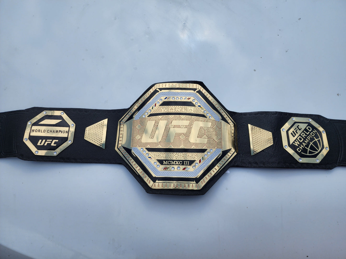 UFC Legacy Style Championship Belt Plates Leather Strap MMA collectible 2MM