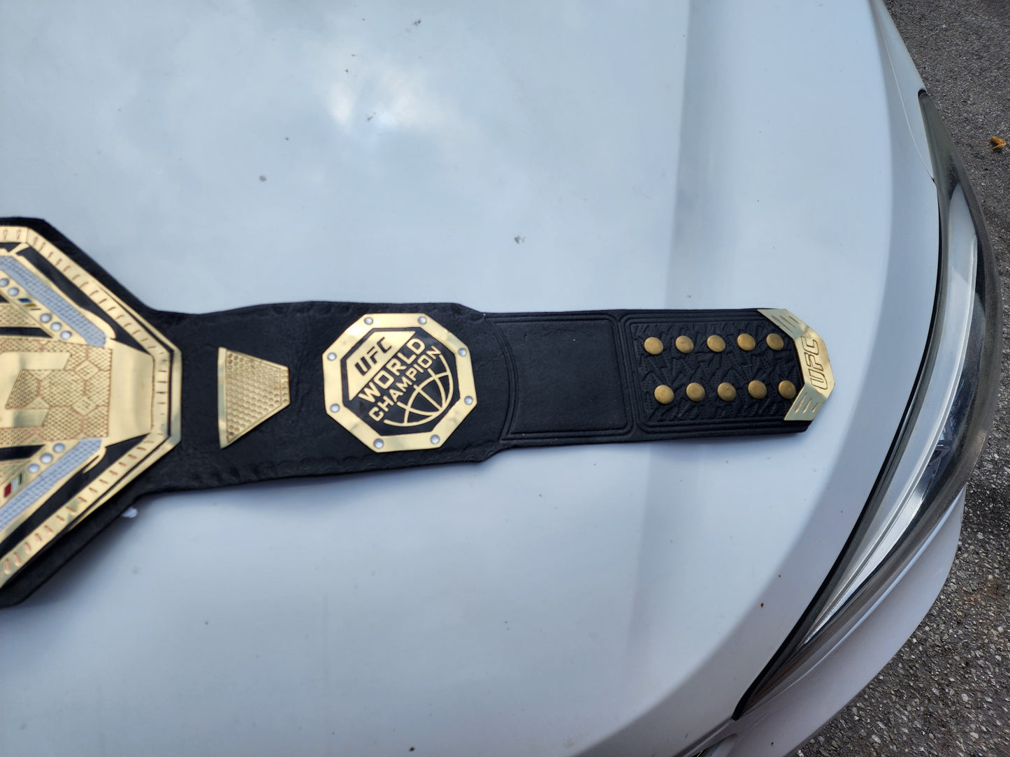 UFC Legacy Style Championship Belt Plates Leather Strap MMA collectible 2MM