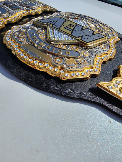 AEW Triple layer World Championship Belt Replica – Adult Size Wrestling Title Belt  Premium Collectible Fan Gift 4mm Zinc