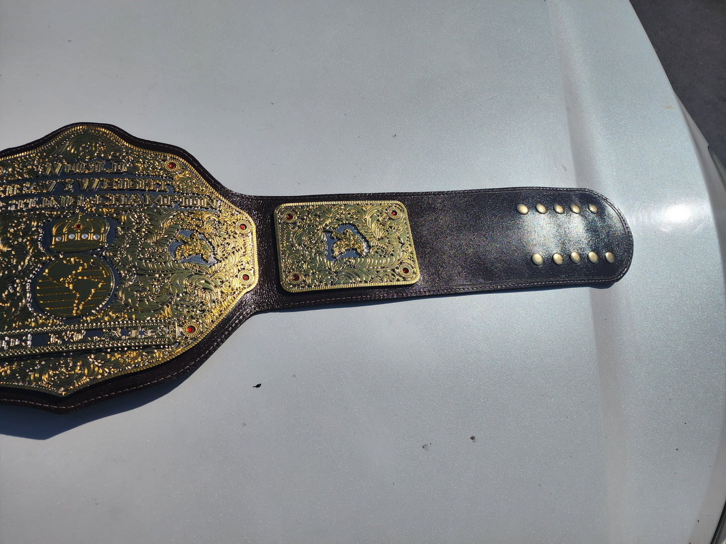 Premium CNC Crumrine Big Gold World Championship Belt Replica – Floppy Leather Zinc