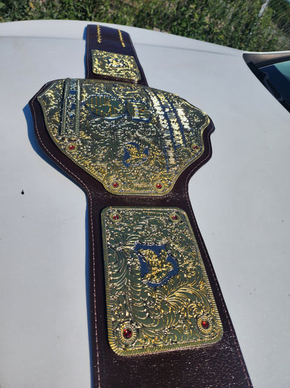 Premium CNC Crumrine Big Gold World Championship Belt Replica – Floppy Leather Zinc