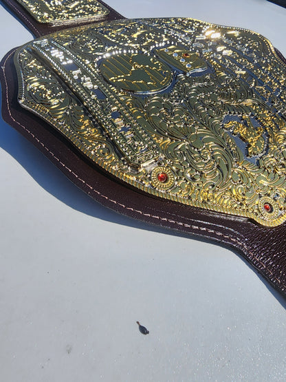 Premium CNC Crumrine Big Gold World Championship Belt Replica – Floppy Leather Zinc