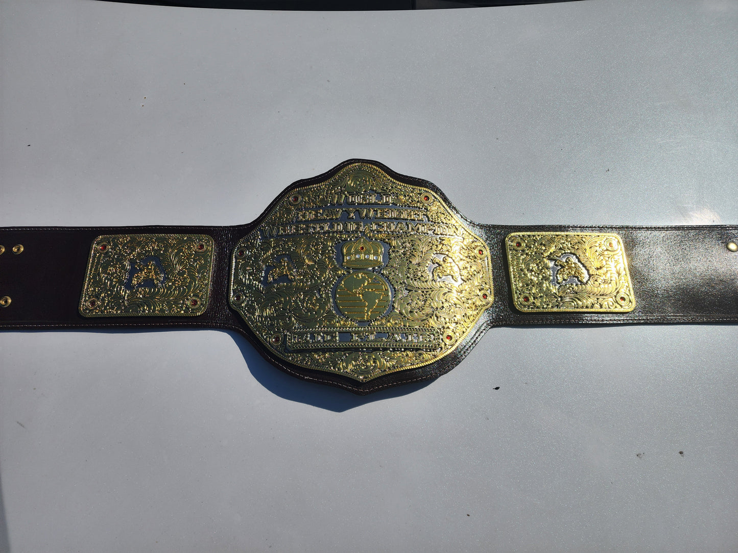 Premium CNC Crumrine Big Gold World Championship Belt Replica – Floppy Leather Zinc