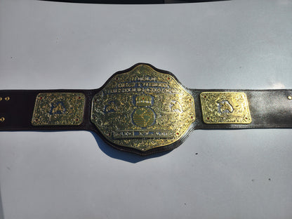 Premium CNC Crumrine Big Gold World Championship Belt Replica – Floppy Leather Zinc