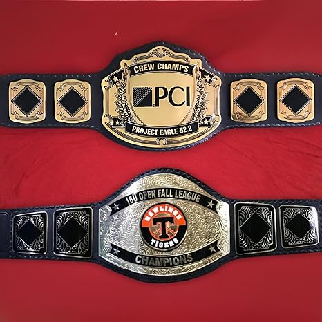 Custom Championship Belt, Personalized Wrestling Side plates, Leather Strap