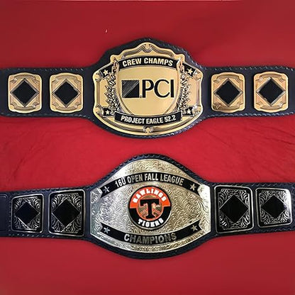 Custom Championship Belt, Personalized Wrestling Side plates, Leather Strap