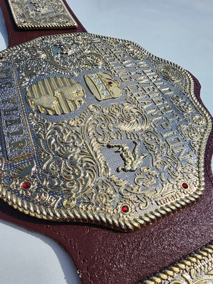 BIG GOLD World Heavyweight Championship Wrestling Belt Adult 6MM Zinc Dual Plate