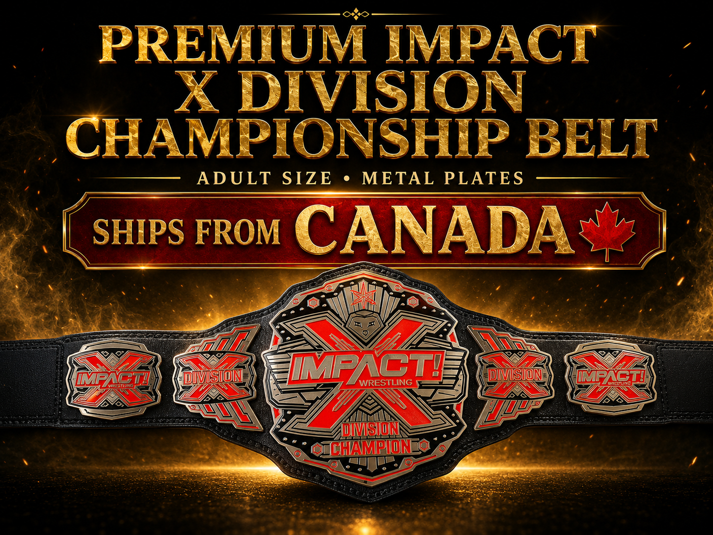 TNA Red Impact X Division Wrestling Championship Leather Belt 2MM