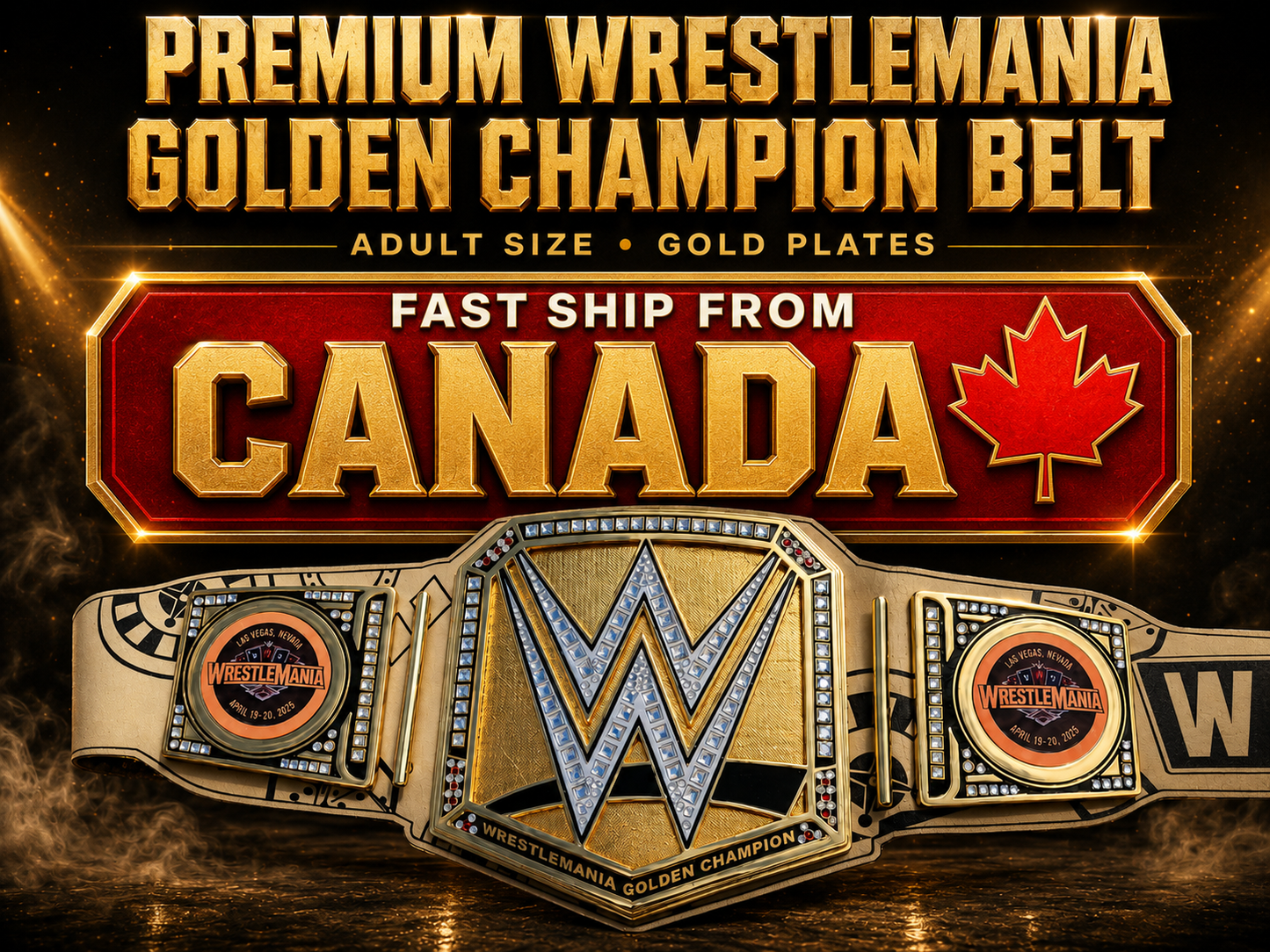 WrestleMania 41 Golden Championship Title Belt 4MM