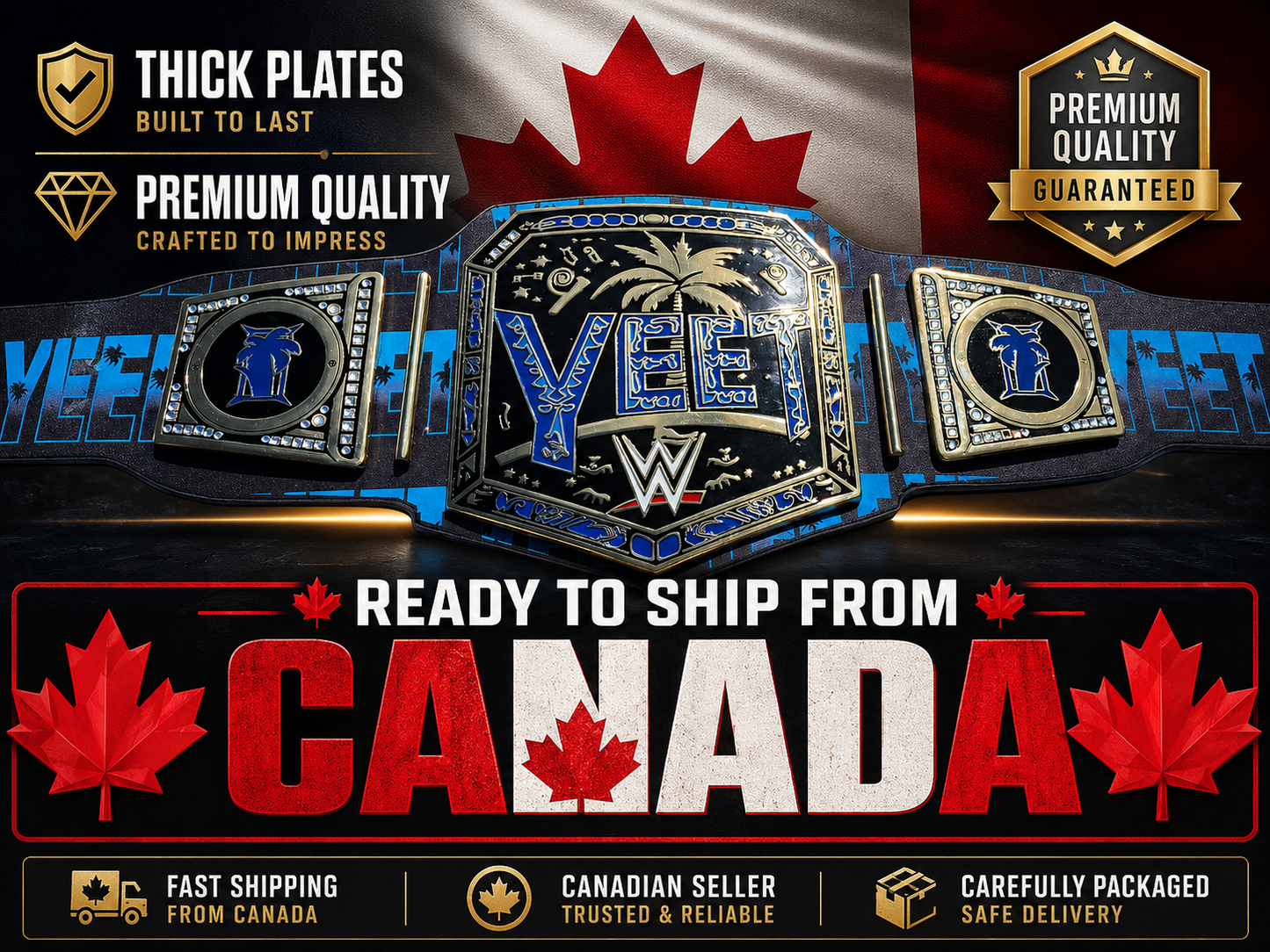 New YEET Heavyweight Wrestling Championship Title Belt Replica 4MM