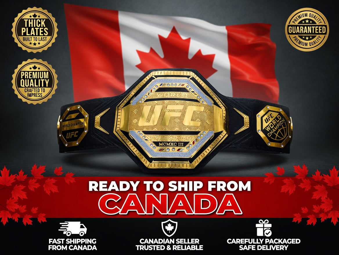 UFC Legacy Style Championship Belt Plates Leather Strap MMA collectible 2MM
