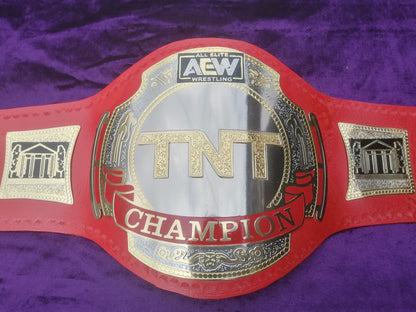 Aew Tnt Champion Belt Metal Plates Tnt Belt Aew Red Strap 4MM thick plates