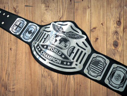 World Championship Belt Emperor Model Black Strap High Quality Metal Plates Adult Size