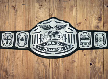 World Championship Belt Emperor Model Black Strap High Quality Metal Plates Adult Size