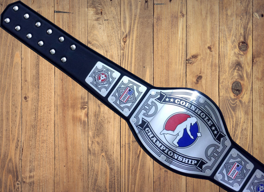 Cornhole Championship champion Belt Avenger Series Black Adult Sized High Quality Metal Plates color bag corn hole wrestling's mancave