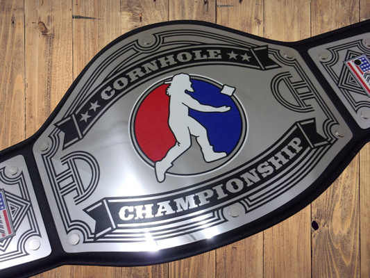 Cornhole Championship champion Belt Avenger Series Black Adult Sized High Quality Metal Plates color bag corn hole wrestling's mancave
