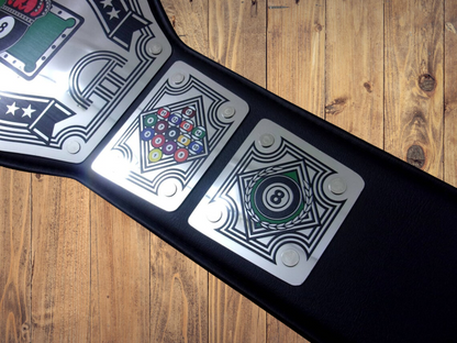 Billiards Championship champion Belt Avenger Series Black Adult Sized High Quality Metal Plates color pool mancave