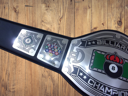 Billiards Championship champion Belt Avenger Series Black Adult Sized High Quality Metal Plates color pool mancave