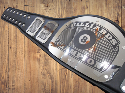 Billiards Championship Belt Pool King Model Premium Black Strap High Quality Metal Plates Adult Size